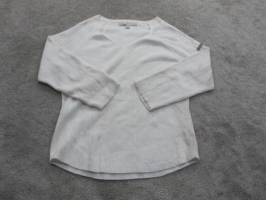 Tommy Hilfiger Womens Pullover Sweater V Neck Long Sleeve Logo White Size Large