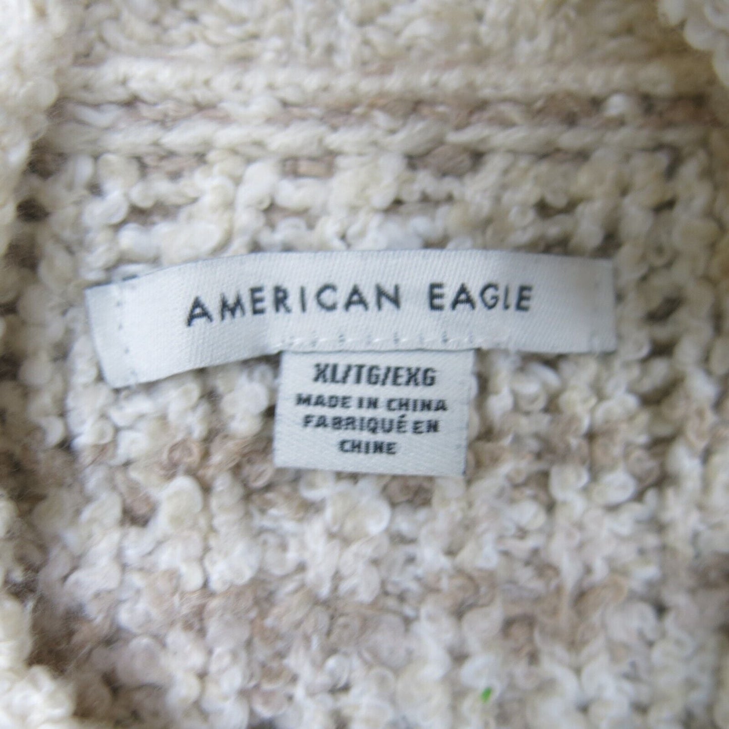 American Eagle Womens Sweater Knitted Pullover Long Sleeve Beige Blue Size XL