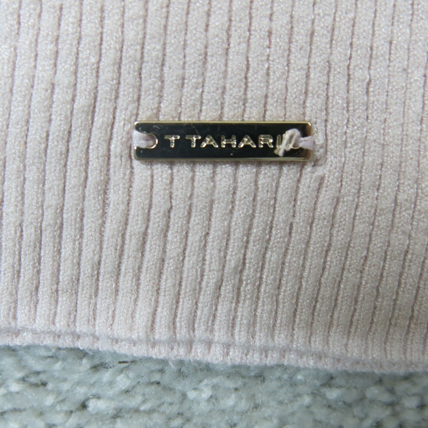 Tahari Womens Sweater Knitted Pullover 1/4 Sleeves Crew Neck Light Pink Size PM