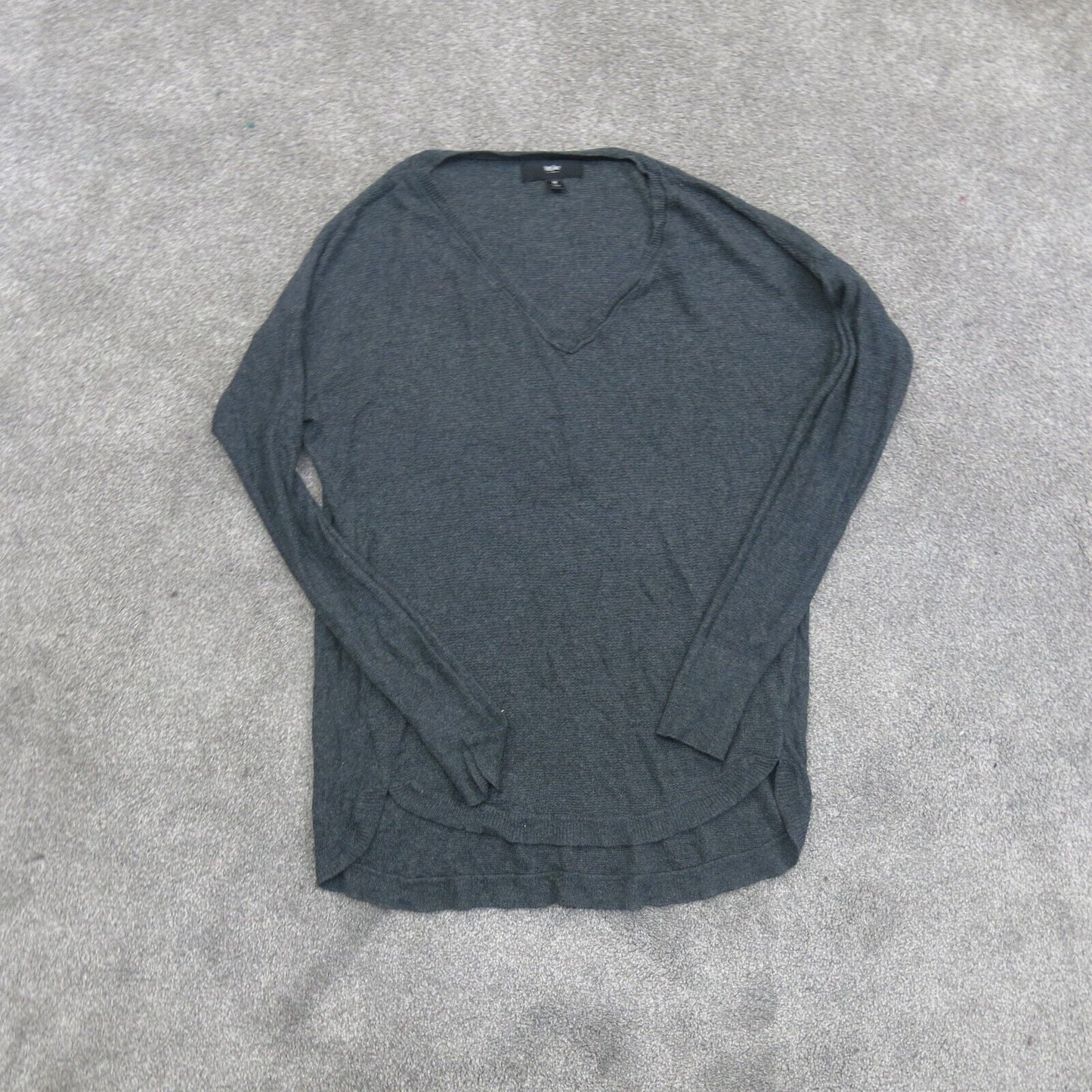 Mossimo Mens Pullover Sweater Knitted Long Sleeves V Neck Charcoal Black Medium