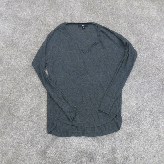 Mossimo Mens Pullover Sweater Knitted Long Sleeves V Neck Charcoal Black Medium