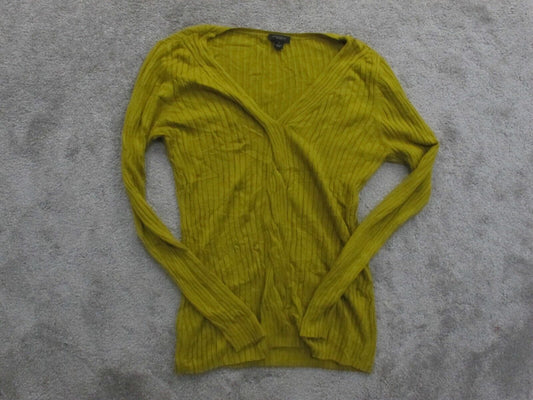 Ann Taylor Womens Pullover Knitted Sweater Long Sleeves Mustard Green Size Small