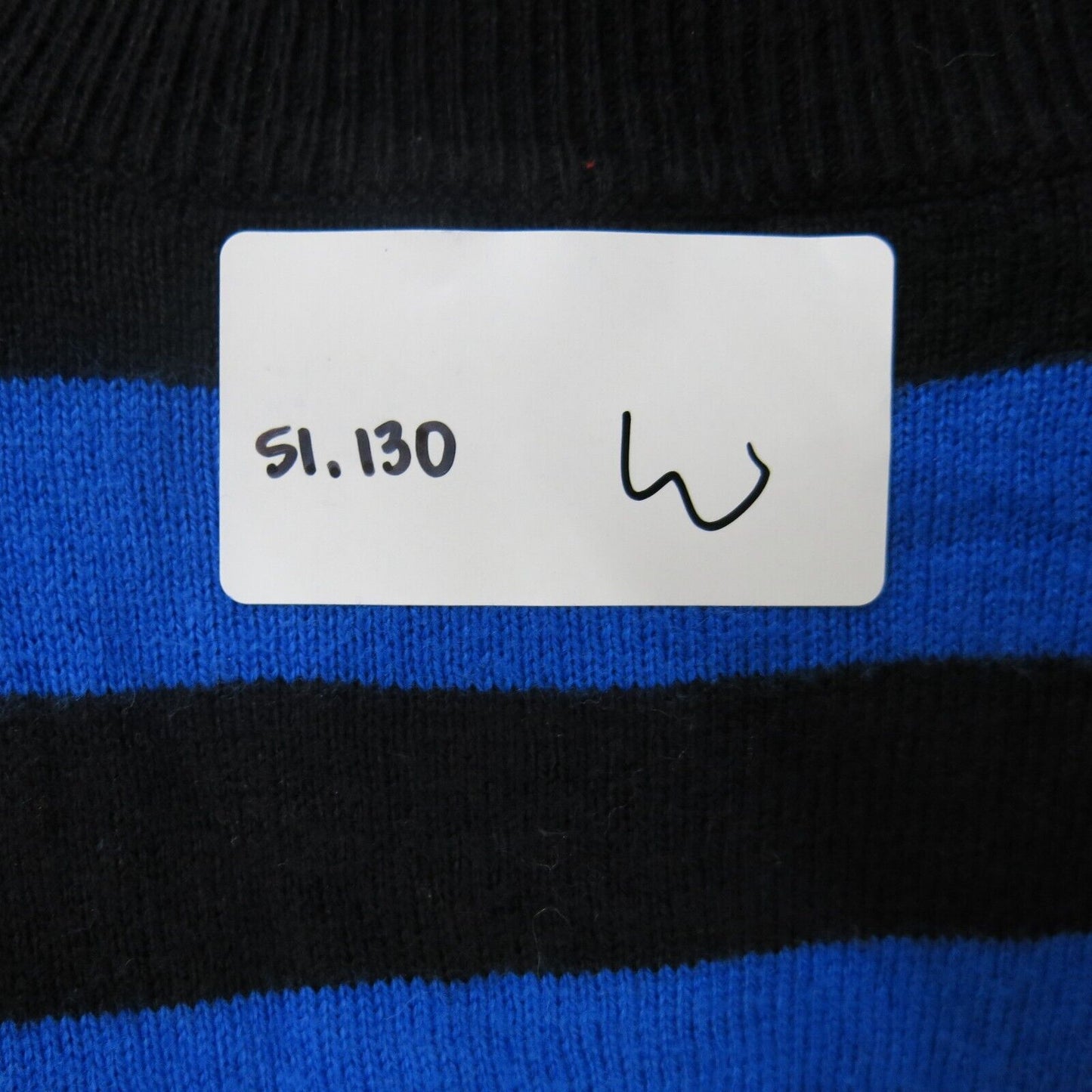 Express Womens Pullover Sweater Knitted Scoop Neck Striped Black Blue Size Small