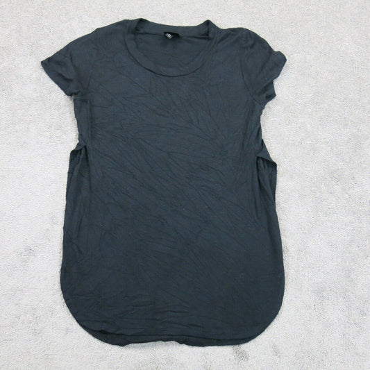 Mossimo Womens Shift Mini Dress Cap Sleeve Round Neck Side Slit Black SZ  Medium