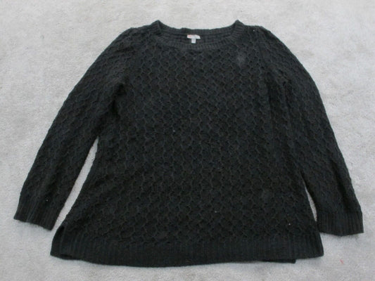 Talbots Womens Pullover Sweater Knitted Long Sleeves Crew Neck Black Size Large