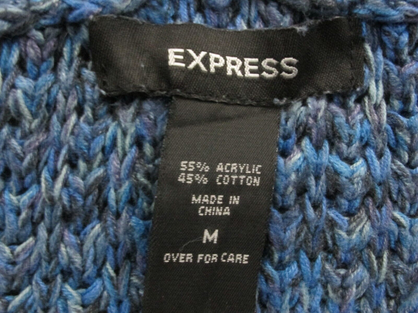 Express Womens Pullover Hooded Sweater Long Sleeve Cotton Navy Blue Size Medium