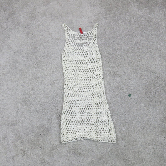 Divided By H&M Womens Sheath Dress Scoop Neck Sleeveless Eyelet White Size 2