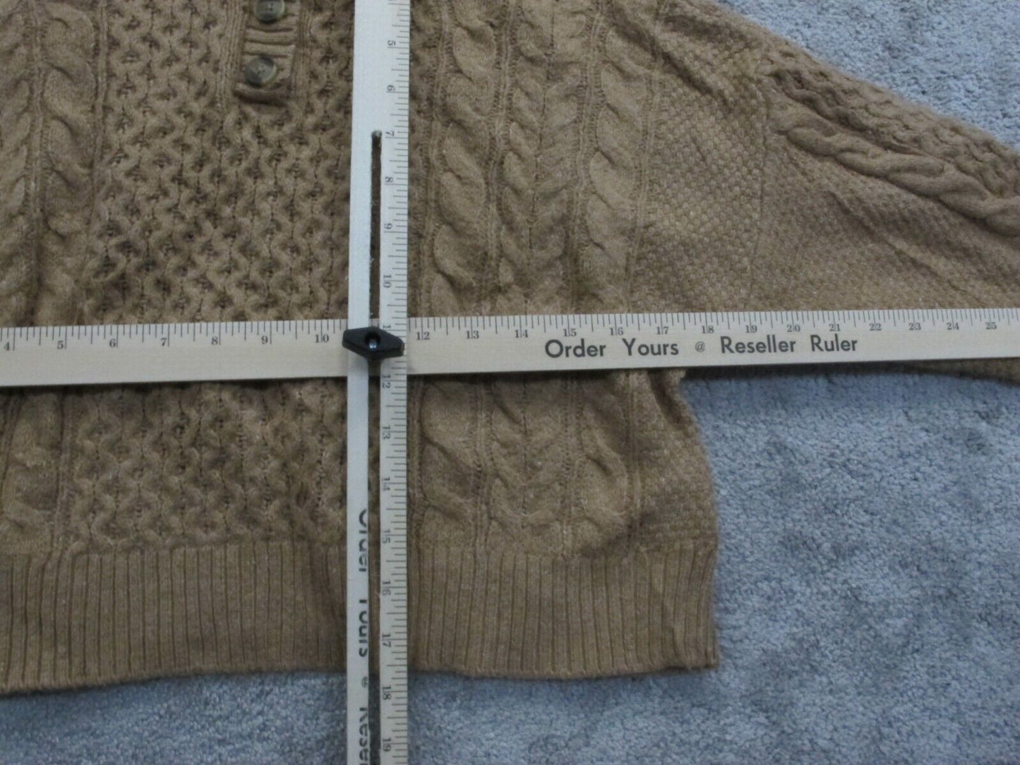 American Eagle Womens Crop Polo Sweater Knitted Long Sleeves Light Brown Size S