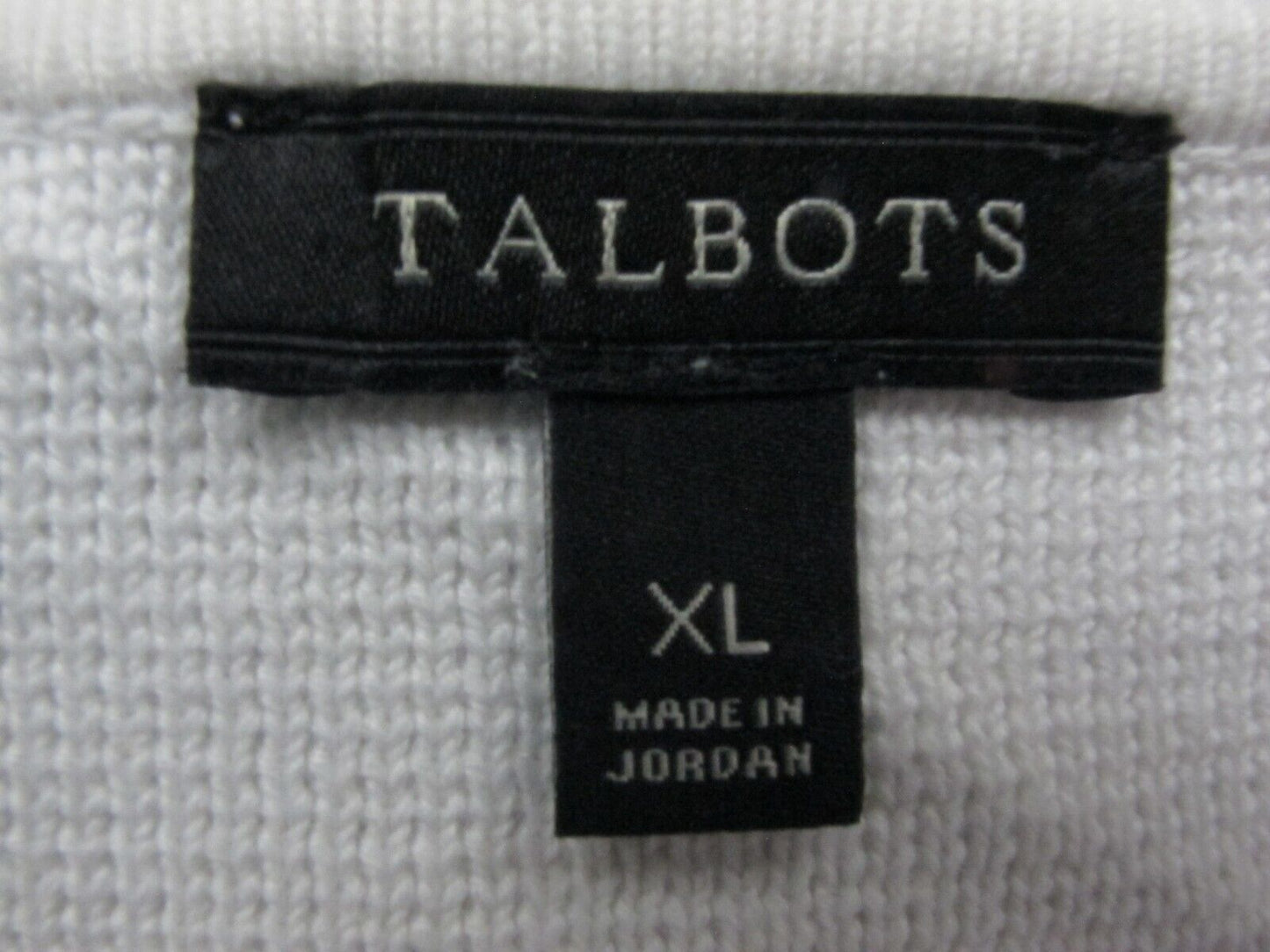 Talbots Womens Full Zip Sweater Long Sleeves Front Ruffle Round Neck White SZ XL