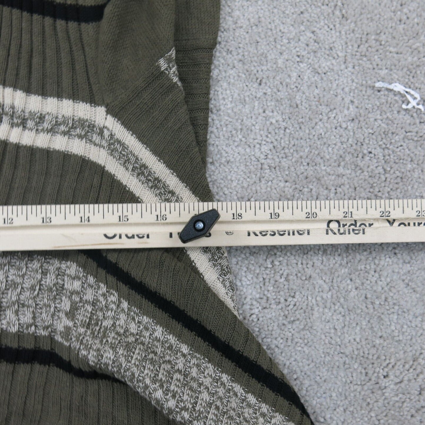ST Johns Bay Womens Sweater 100%Cotton Open Front Long Sleeve Green Black Size M