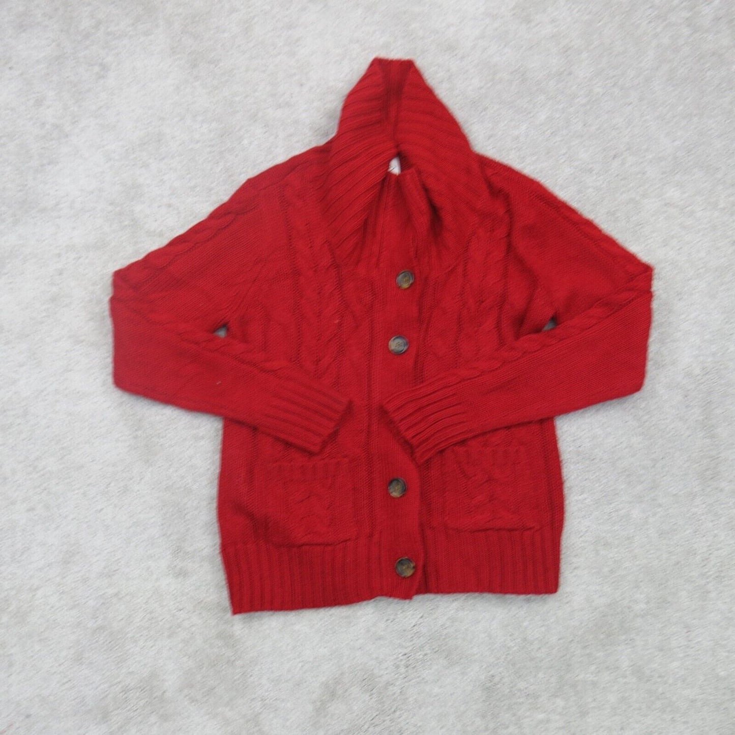 ST Johns Bay Womens Cardigan Sweater Front Button Long Sleeves Red Size Medium