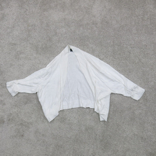 Mossimo Women Cardigan Sweater Open Front Knitted 3/4 Sleeves White Size Medium
