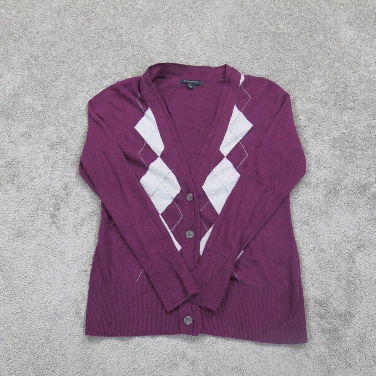 Banana Republic Women Knitted Cardigan Sweater Long Sleeve Purple Size Medium