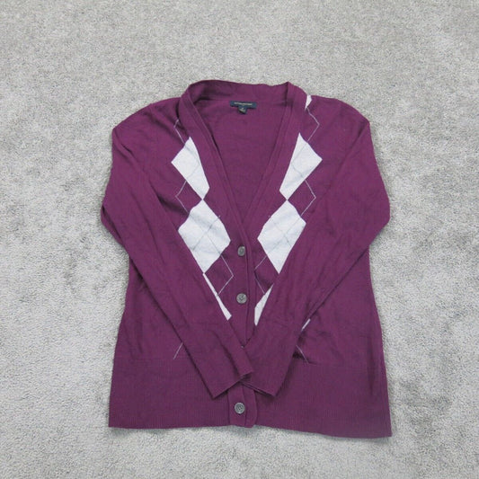 Banana Republic Women Knitted Cardigan Sweater Long Sleeve Purple Size Medium