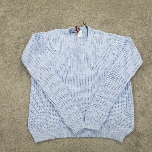 Divided H&M Womens Pullover Knitted Sweater Long Sleeve Crew Neck Aqua Blue SZ M