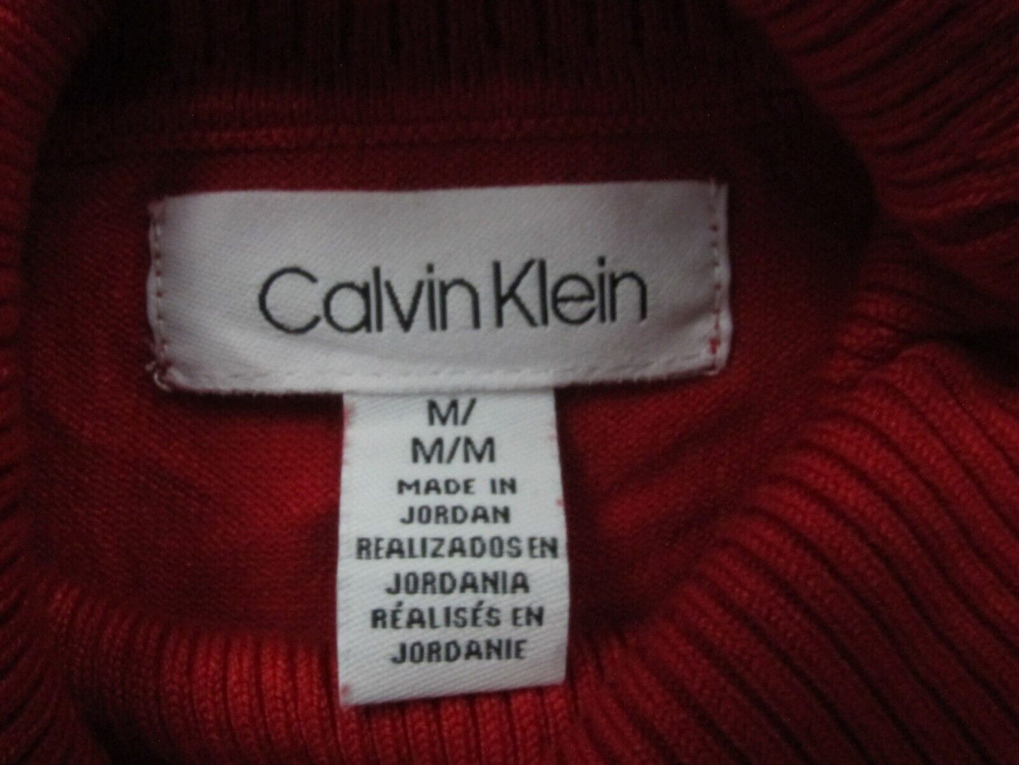 Calvin Klein Womens Pullover Sweater Knitted Long Sleeves Turtle Neck Red Size M