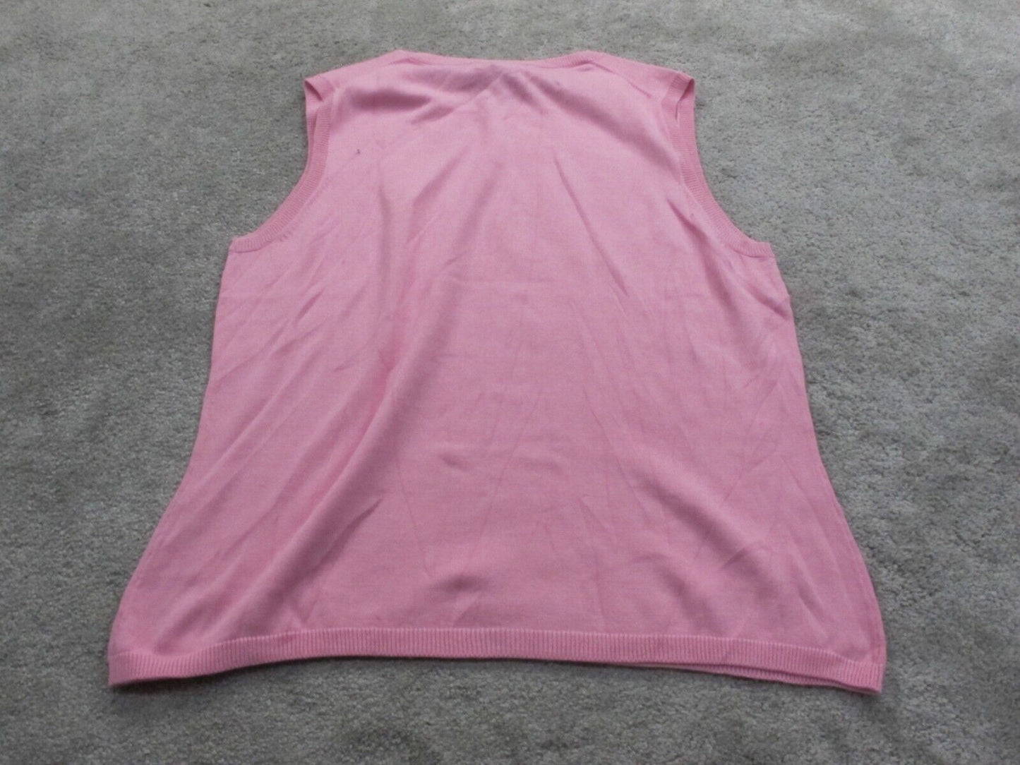 Lands End Womens Pullover Sweater Crew Neck Sleeveless Regular Pink Size Large