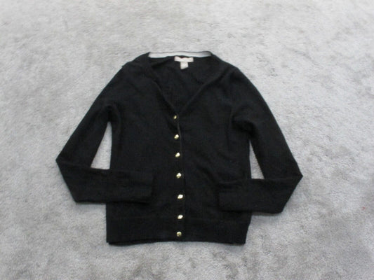 Banana Republic Womens Cardigan Sweater Front Button Long Sleeves Black Size S