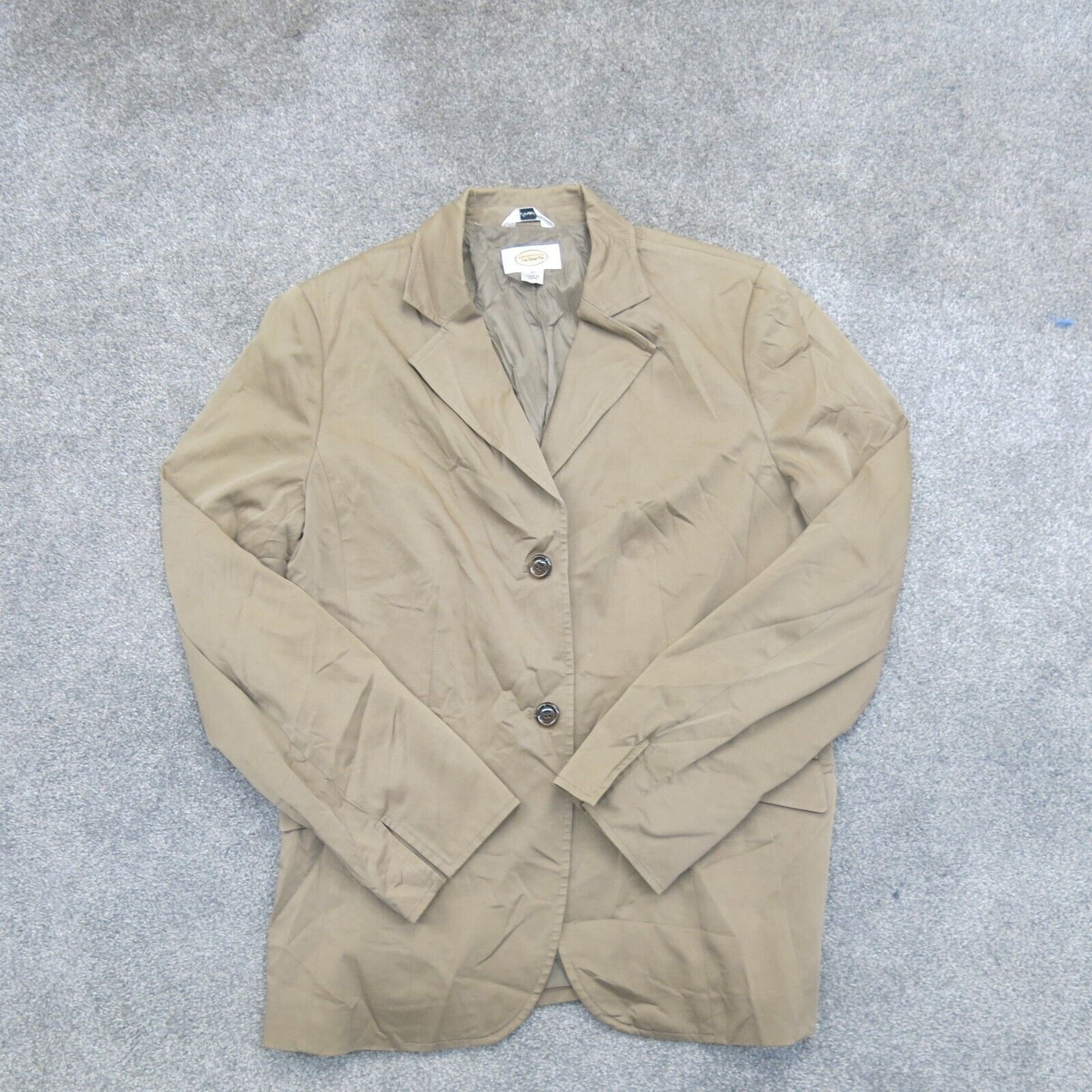 Talbots Womens Blazer Coat Single Breasted Long Sleeves Pockets Beige Size 10