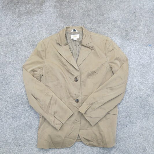 Talbots Womens Blazer Coat Single Breasted Long Sleeves Pockets Beige Size 10