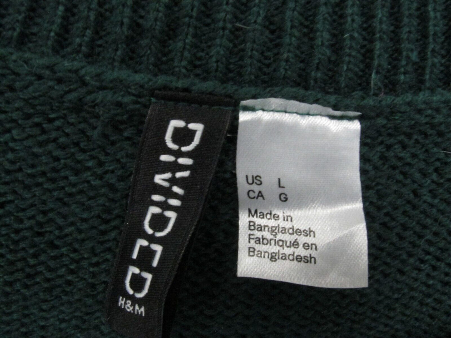 Divided H&M Womens Pullover Knitted Sweater Long Sleeves Crew Neck Green Size L