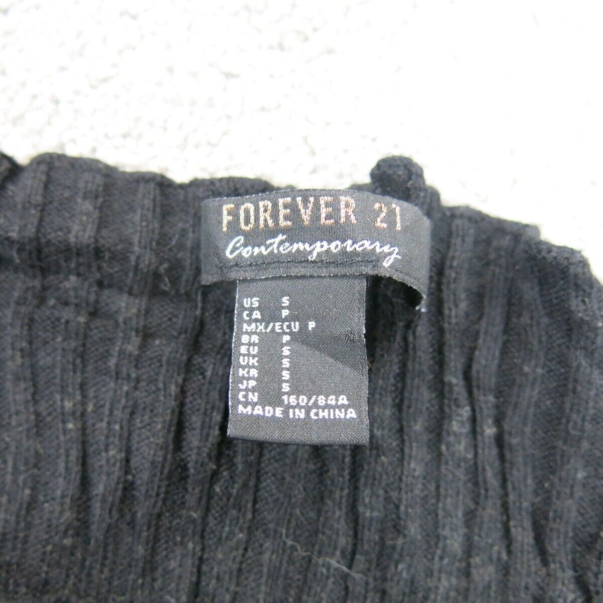 Forever 21 Women Pullover Sweater Knitted 3/4 Sleeves Crew Neck Black SZ Small