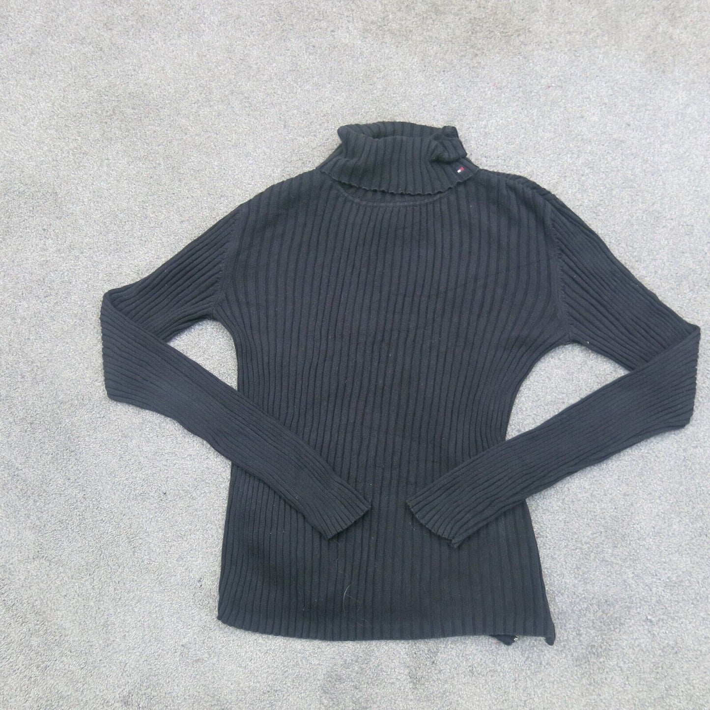 Tommy Hilfiger Women Pullover Sweater Long Sleeves Turtle Neck Black Size Medium