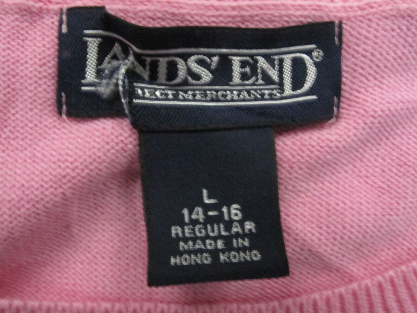 Lands End Womens Pullover Sweater Crew Neck Sleeveless Regular Pink Size Large