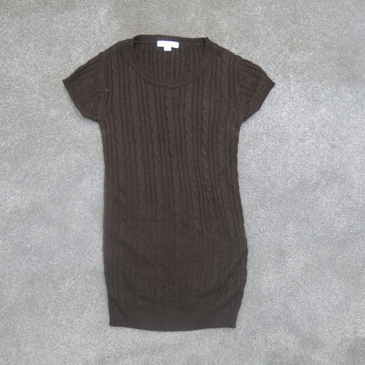 Forever 21 Womens Pullover Knitted Sweater Cap Sleeves Round Neck Brown Size S/P
