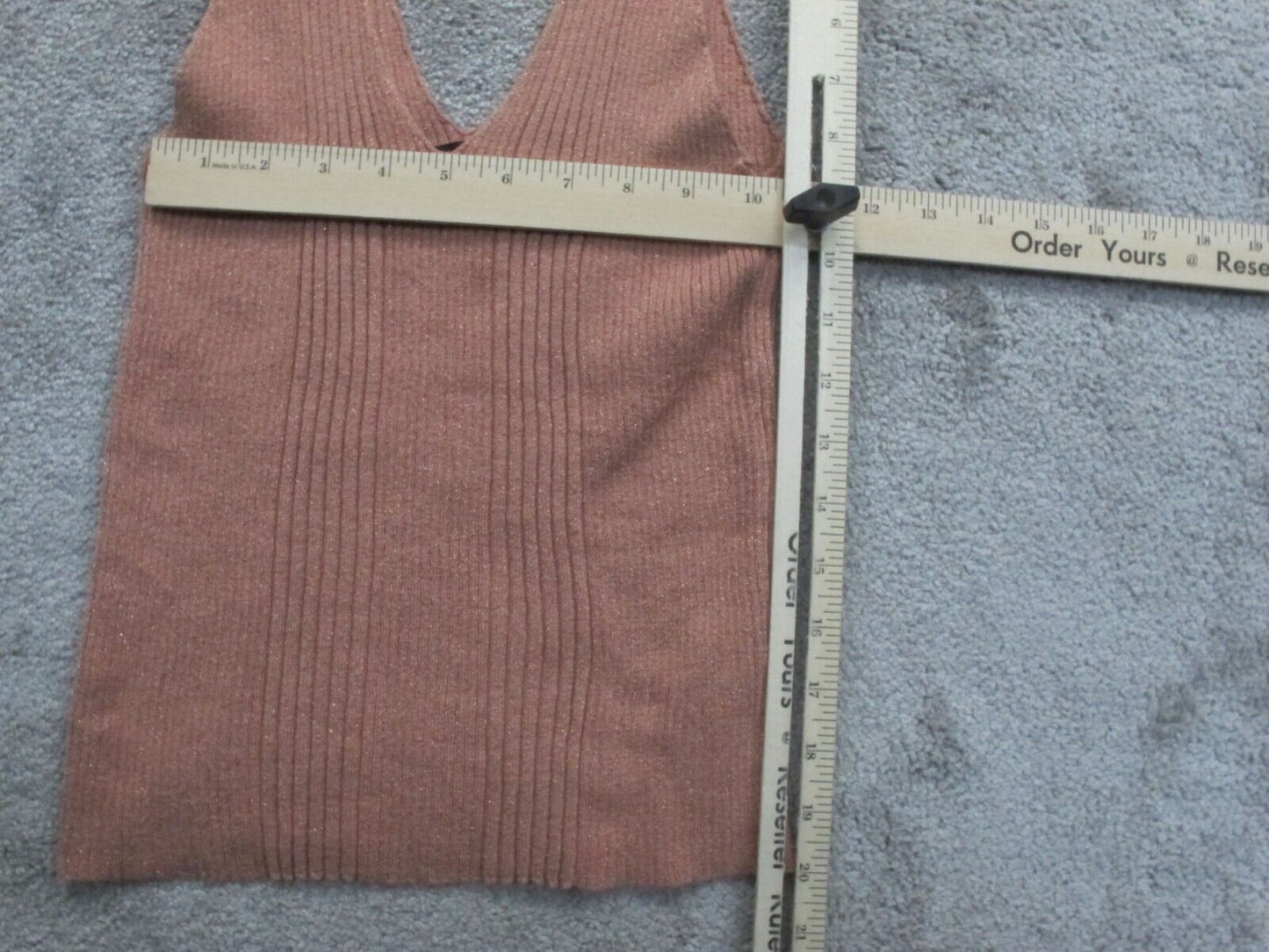 Forever 21 Womens Knitted Tank Top Sleeveless V Neck Nude Pink Size Large