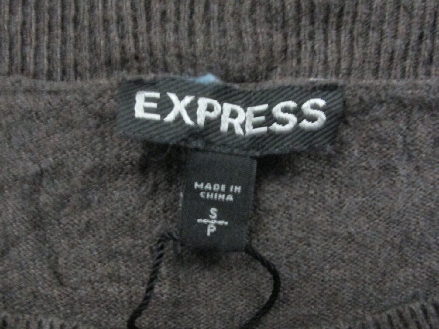 Express Women Pullover Knitted Sweater Long Sleeves Round Him Gray Brown SZ S/P