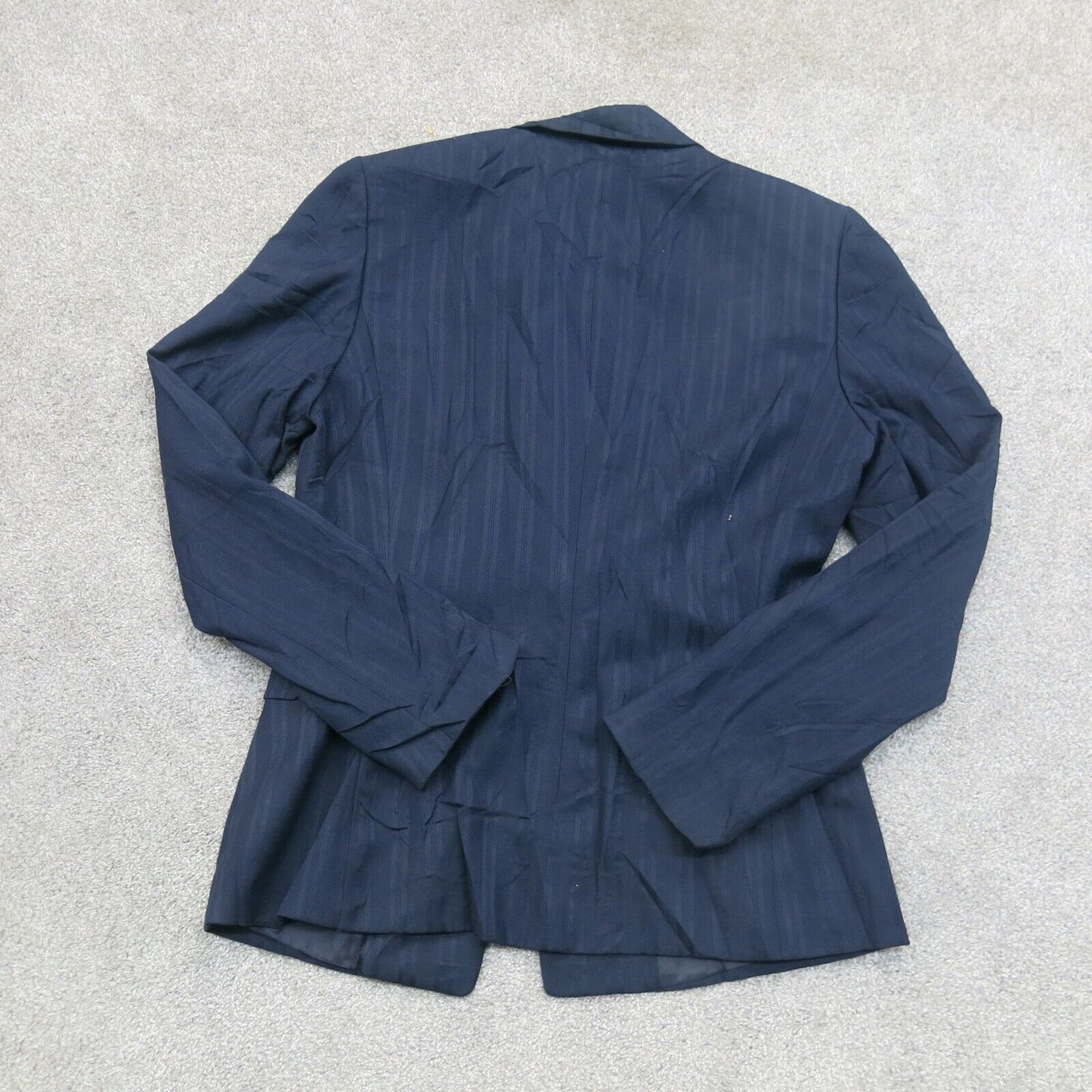 Tahari Womens Blazer Coat Long Sleeves Single Breasted Pockets Navy Blue Size 8