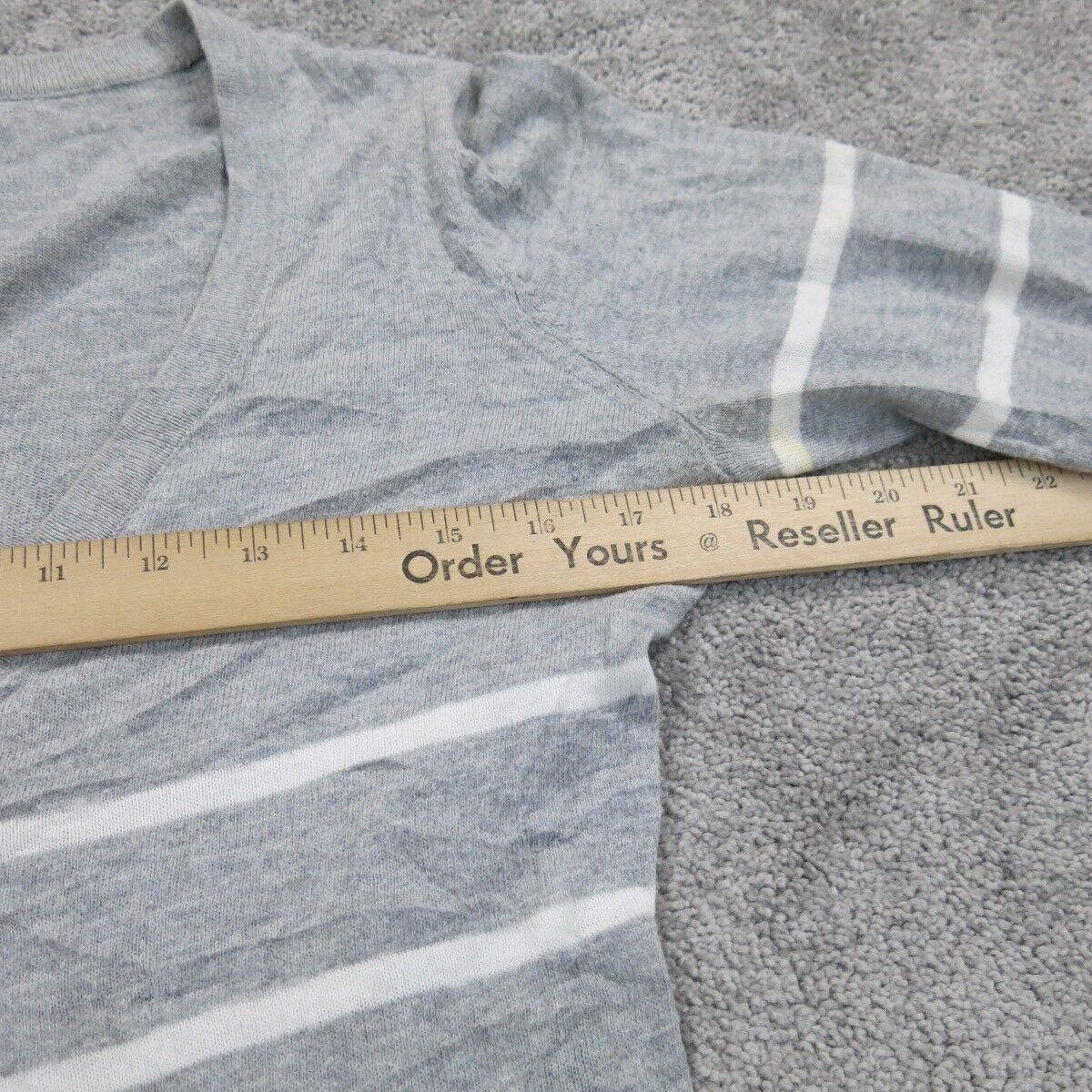 The Limited Womens Cardigan Sweater Stretch 3/4 Sleeves Striped Gray Size Medium