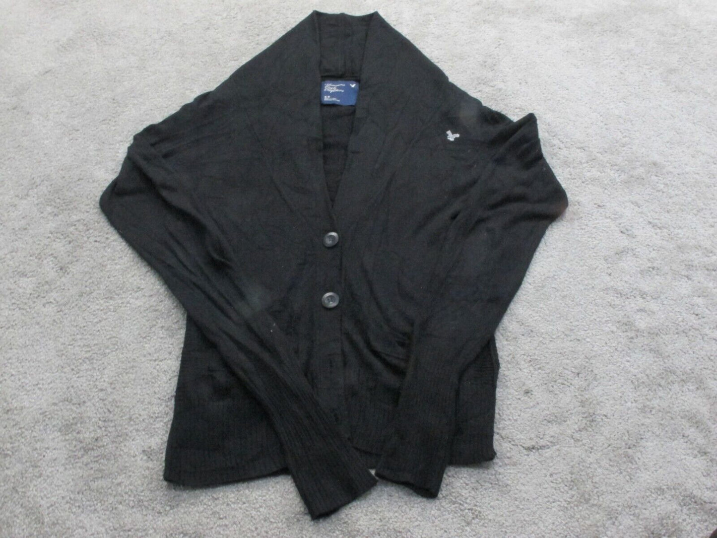American Eagle Womens Cardigan Sweater Knitted Long Sleeve Black Size Small