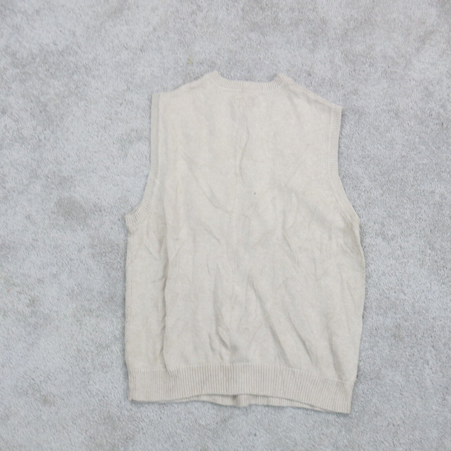 ST Johns Bay Womens Sweater Knitted 100%Cotton Pullover V Neck Beige Size Large