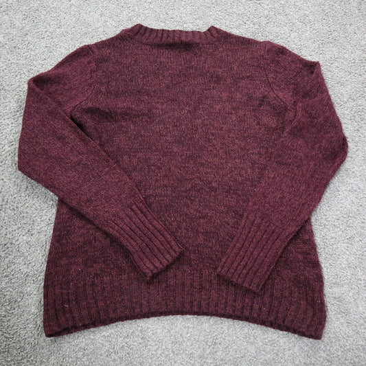 ST Johns Bay Womens Pullover Sweater Knitted Long Sleeves Maroon Size Large