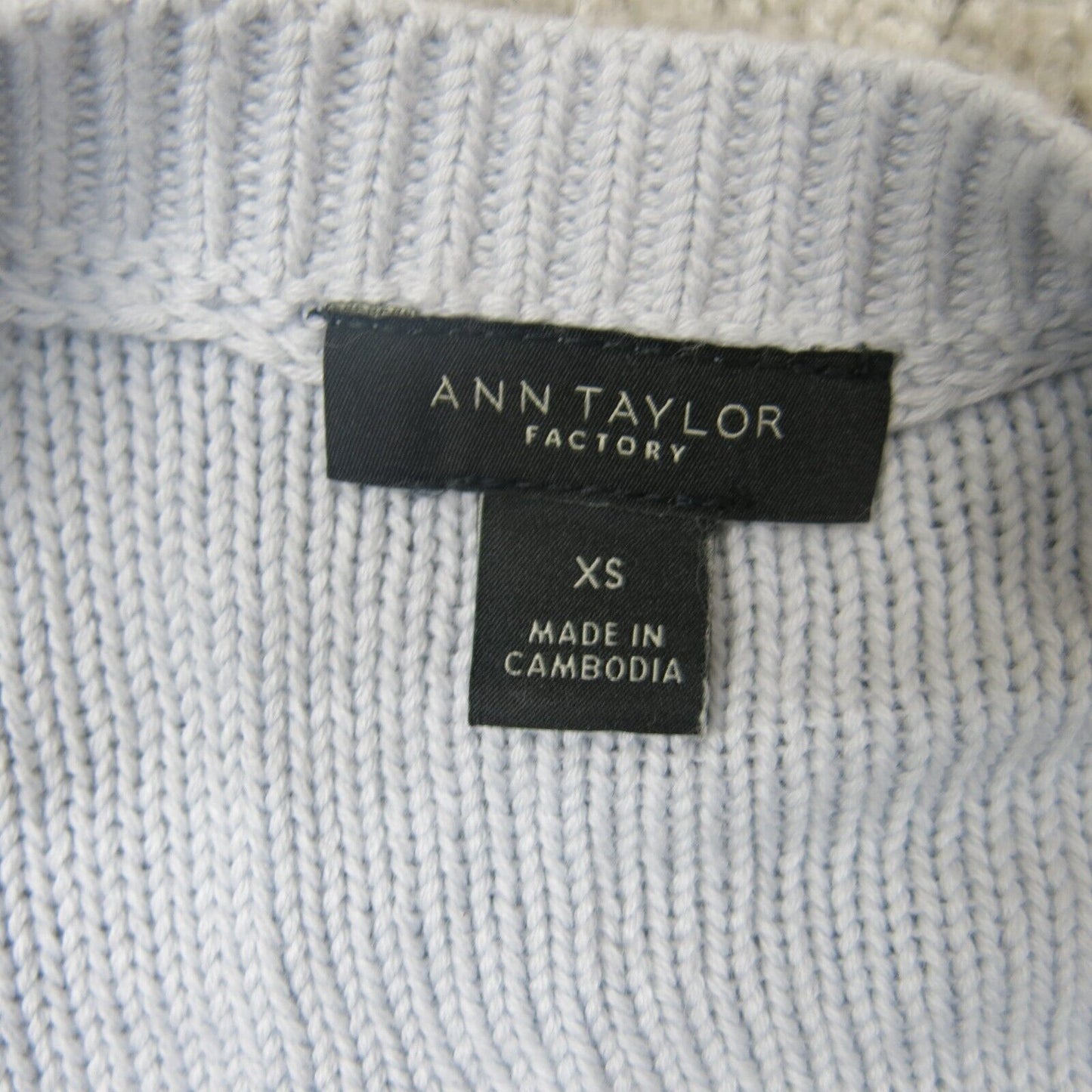 Ann Taylor Womens Cardigan Sweater Open Front Long Sleeves Eyelet Blue Size XS
