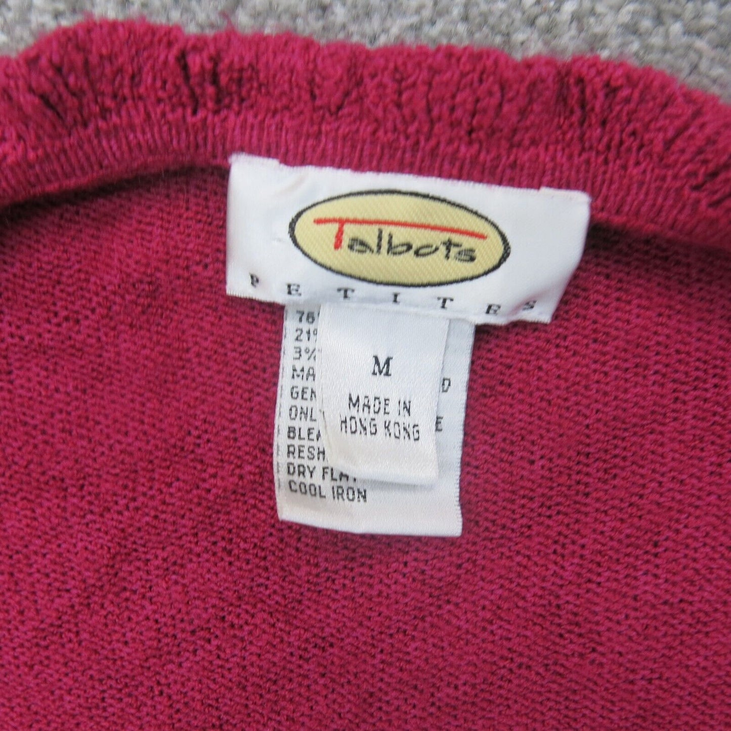 Talbots Womens Cardigan Sweater Open Front Long Sleeves Pink Size Medium