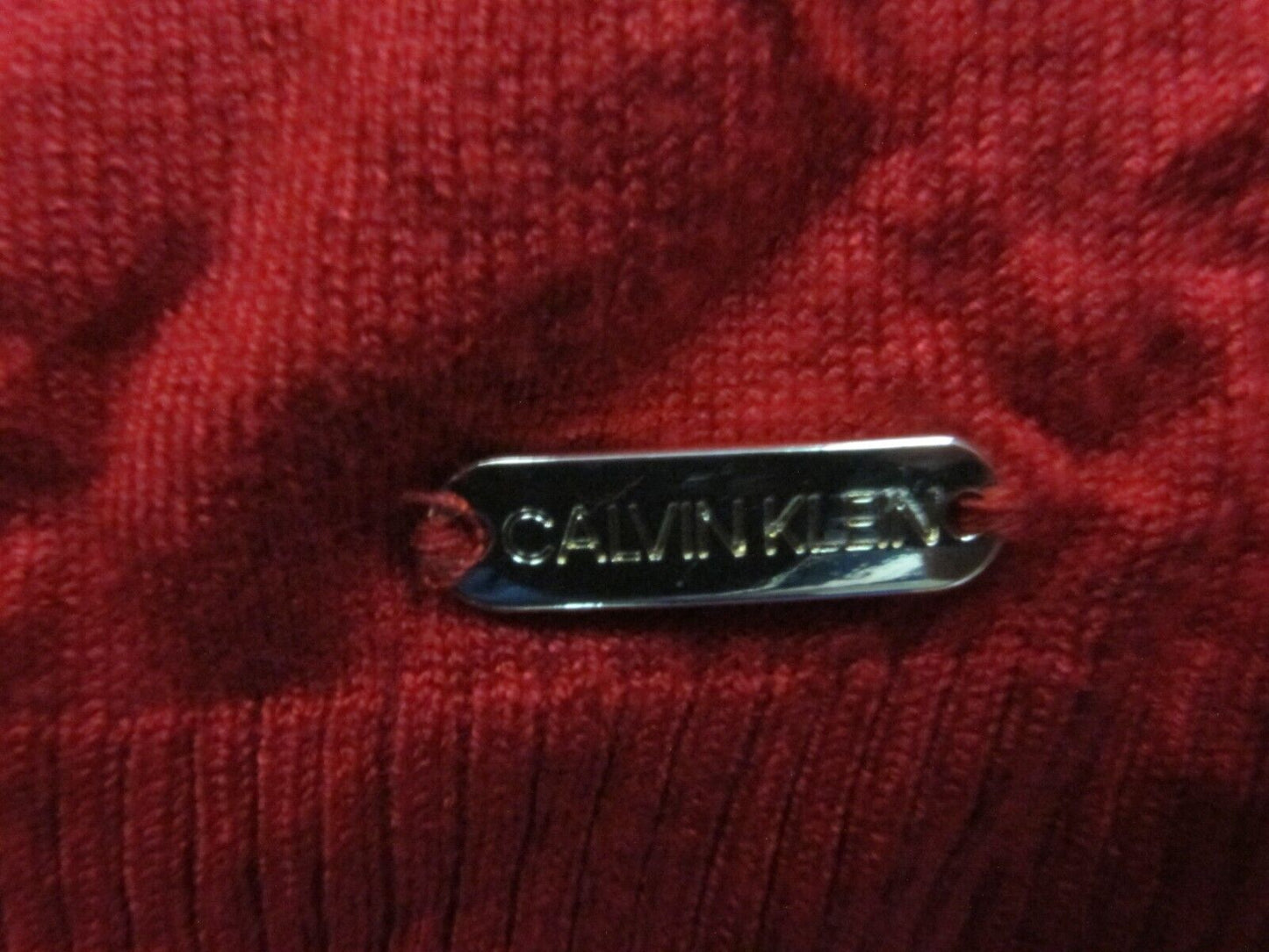 Calvin Klein Womens Pullover Sweater Knitted Long Sleeves Turtle Neck Red Size M