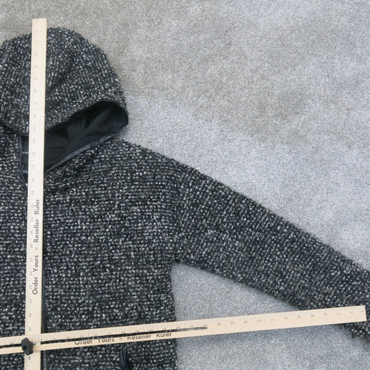 Forever 21 Womens Hooded Sweater Knitted Long Sleeves Full Zip Up Black SZ Small