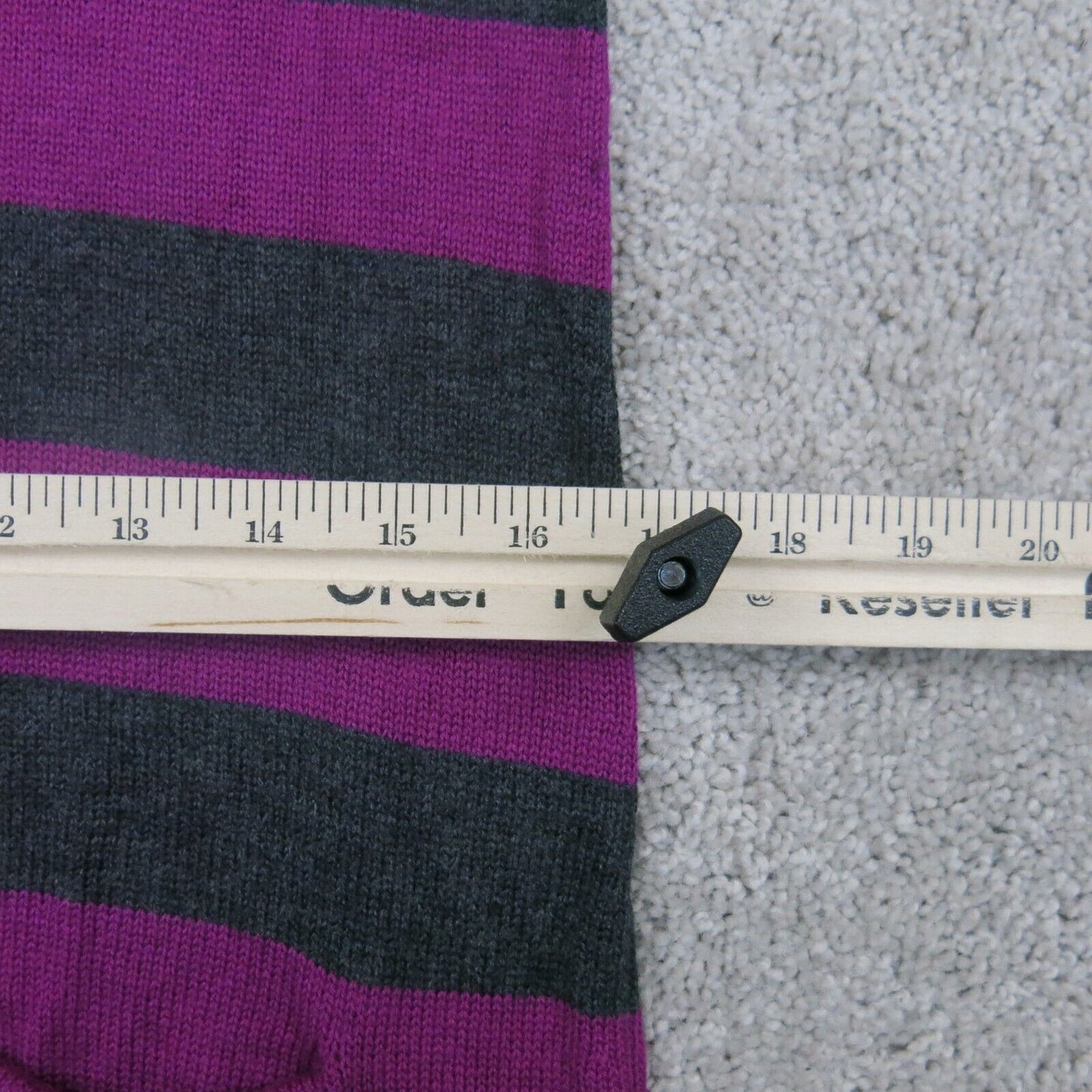Express Womens Sweater Dress 3/4 Sleeves V Neck Striped Black Purple Size Medium
