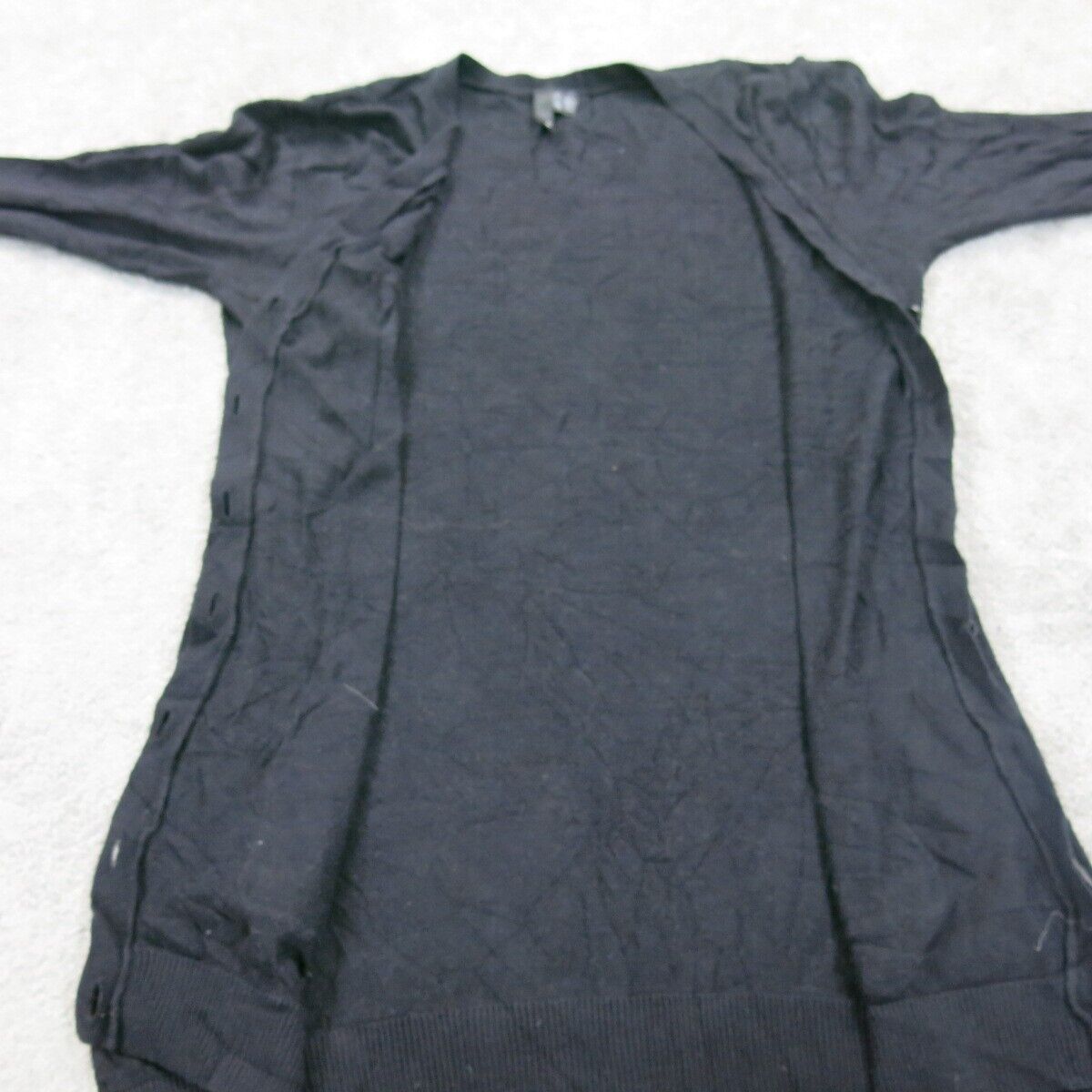 Unbranded Women Cardigan Knitted Sweater Long Sleeve 2 Hand Pocket Black Size 6
