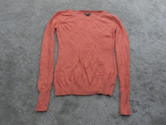 Express Women Pullover Sweater Knitted Long Sleeve Boat Neck Carrot Pink Size XS