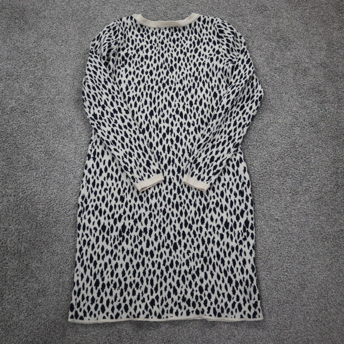Ann Taylor Women Sweater Dress Scoop Neck Leopard Print Black White Size X Small