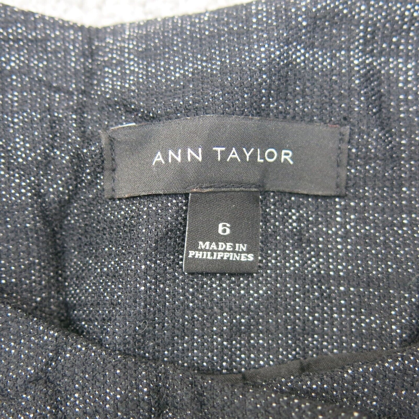 Ann Taylor Womens Basic Tweed Jacket Open Front 3/4 Sleeves Black Size 6