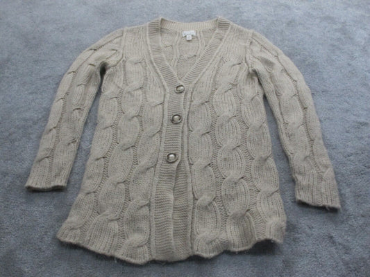 Banana Republic Womens Cardigan Knitted Sweater Front Button Beige Size Medium