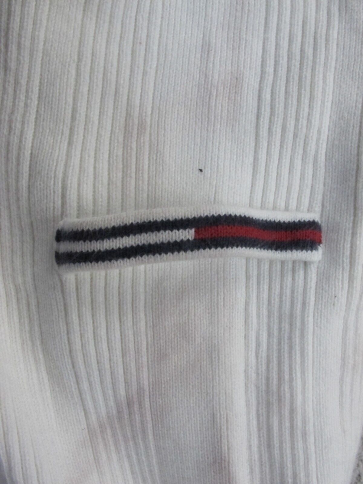 Tommy Hilfiger Womens Pullover Sweater V Neck Long Sleeve Logo White Size Large