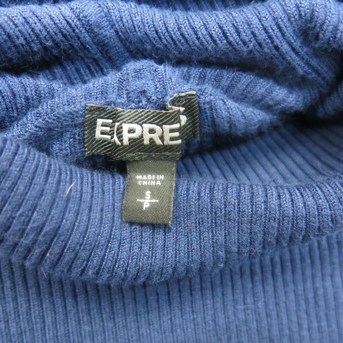Express Womens Pullover Sweater Knitted High Neck Long Sleeves Blue Size S/P