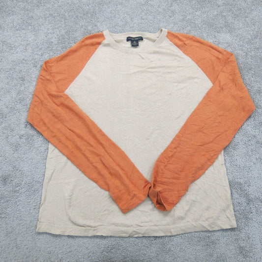 Banana Republic Womens Crew Neck Sweater Long Sleeve Beige Orange Size Medium
