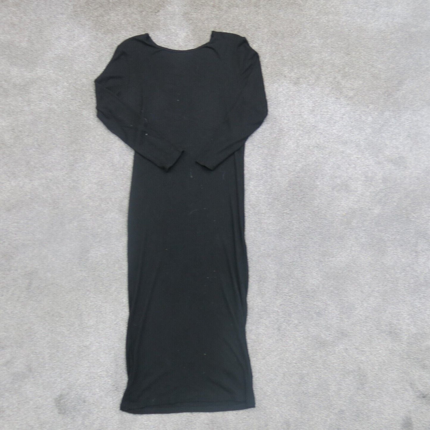 Forever 21 Womens Long Sweater Dress Boat Neck Long Sleeves Solid Black Size XL